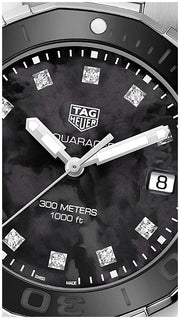  Shop Authentic Tag Heuer Aquaracer Quartz Black Dial Silver Steel Strap Watch for Women - WAY131M.BA0748 - Luxxuri