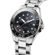 Tag Heuer Aquaracer Quartz Black Dial Silver Steel Strap Watch for Women - WAY131M.BA0748