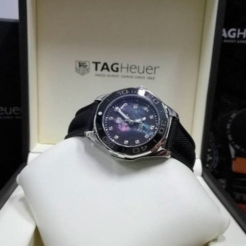  Shop Authentic Tag Heuer Aquaracer Quartz Mother of Pearl Black Dial Black NATO Strap Watch for Women - WAY131M.FT6092 - Luxxuri