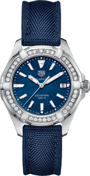  Shop Authentic Tag Heuer Aquaracer Quartz Diamonds Blue Dial Blue Nylon Strap Watch for Women - WAY131N.FT6091 - Luxxuri