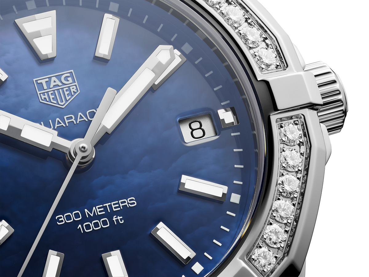  Shop Authentic Tag Heuer Aquaracer Quartz Diamonds Blue Dial Blue Nylon Strap Watch for Women - WAY131N.FT6091 - Luxxuri
