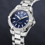  Shop Authentic Tag Heuer Aquaracer Quartz Diamonds Blue Dial Silver Steel Strap Watch for Women - WAY131N.BA0748 - Luxxuri
