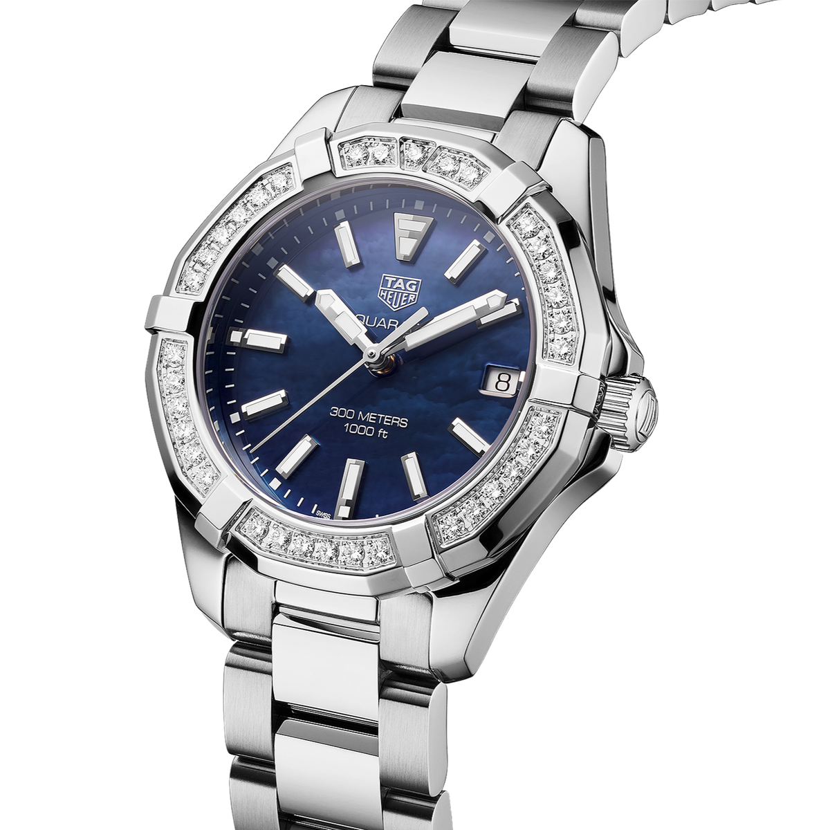  Shop Authentic Tag Heuer Aquaracer Quartz Diamonds Blue Dial Silver Steel Strap Watch for Women - WAY131N.BA0748 - Luxxuri