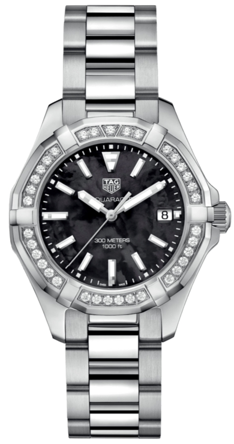  Shop Authentic Tag Heuer Aquaracer Quartz Diamonds Black Dial Silver Steel Strap Watch for Women - WAY131P.BA0748 - Luxxuri