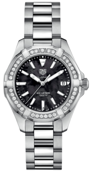  Shop Authentic Tag Heuer Aquaracer Quartz Diamonds Black Dial Silver Steel Strap Watch for Women - WAY131P.BA0748 - Luxxuri