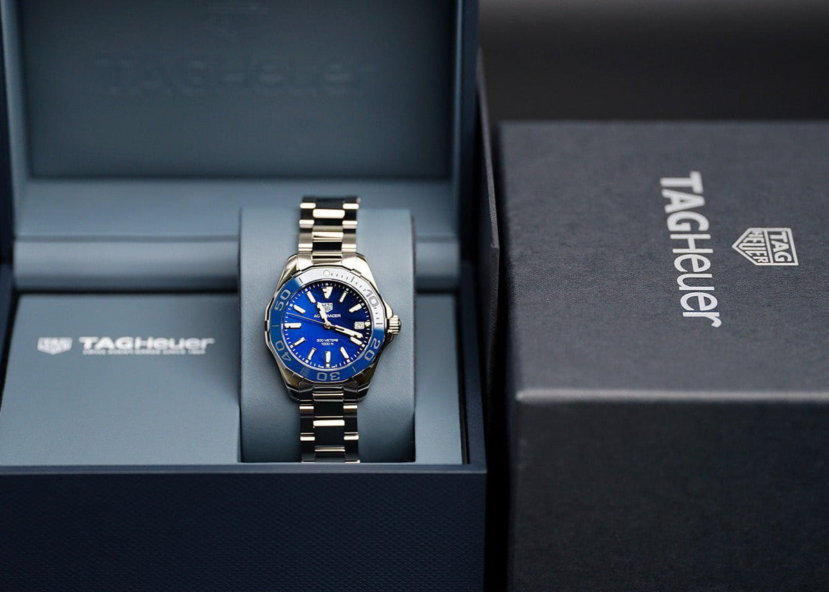  Shop Authentic Tag Heuer Aquaracer Blue Dial Silver Steel Strap Watch for Women - WAY131S.BA0748 - Luxxuri