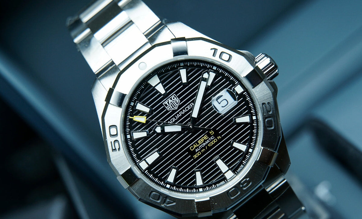 Shop Authentic Tag Heuer Aquaracer Automatic Black Dial Silver Steel Strap Watch for Men - WAY2010.BA0927 - Luxxuri