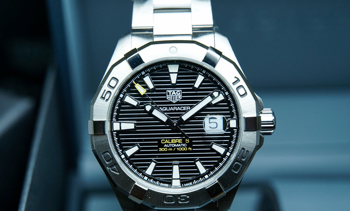  Shop Authentic Tag Heuer Aquaracer Automatic Black Dial Silver Steel Strap Watch for Men - WAY2010.BA0927 - Luxxuri