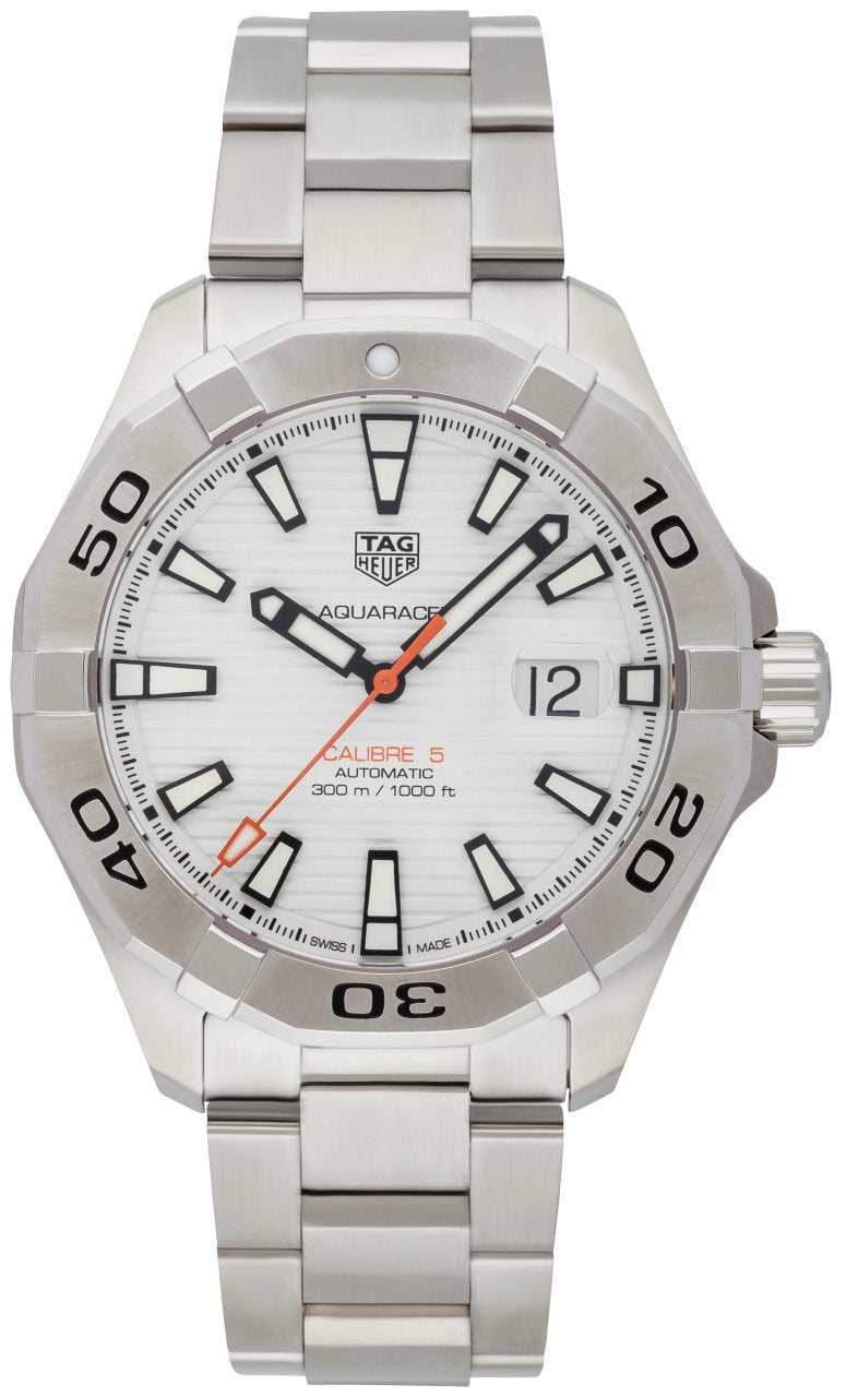  Shop Authentic Tag Heuer Aquaracer Calibre 5 Automatic White Dial Silver Steel Strap Watch for Men - WAY2013.BA0927 - Luxxuri