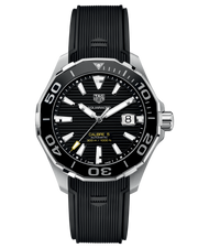  Shop Authentic Tag Heuer Aquaracer Calibre 5 Automatic Black Dial Black Rubber Strap Watch for Men - WAY201A.FT6142 - Luxxuri