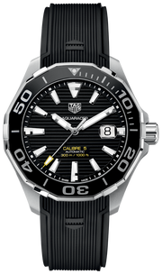  Shop Authentic Tag Heuer Aquaracer Calibre 5 Automatic Black Dial Black Rubber Strap Watch for Men - WAY201A.FT6142 - Luxxuri