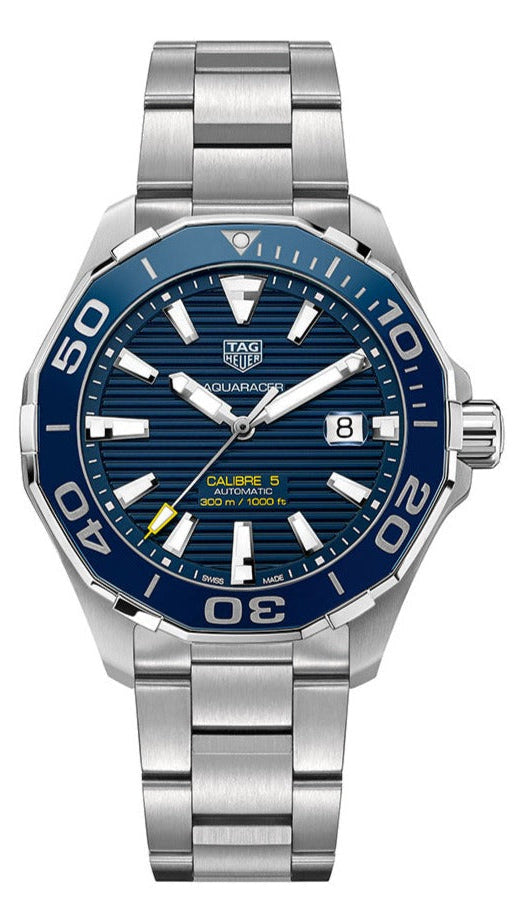  Shop Authentic Tag Heuer Aquaracer Calibre 5 Blue Dial Silver Steel Strap Watch for Men - WAY201B.BA0927 - Luxxuri