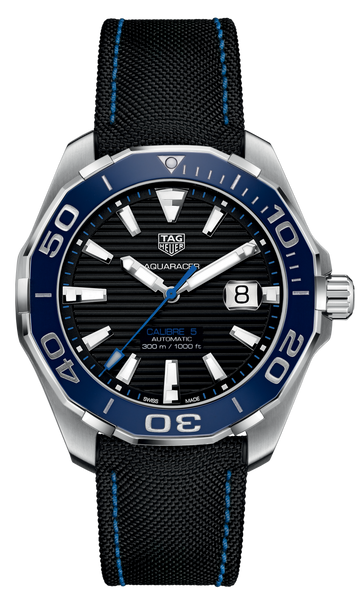  Shop Authentic Tag Heuer Aquaracer Calibre 5 Automatic Black Dial Black Nylon Strap Watch for Men - WAY201C.FC6395 - Luxxuri