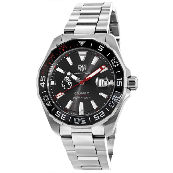  Shop Authentic Tag Heuer Aquaracer Calibre 5 Premiere League Edition Black Dial Silver Stainless Steel Watch for Men - WAY201D.BA0927 - Luxxuri