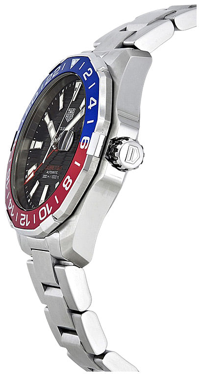  Shop Authentic Tag Heuer Aquaracer GMT Caliber 7 Pepsi Black Dial Silver Steel Strap Watch for Men - WAY201F.BA0927 - Luxxuri