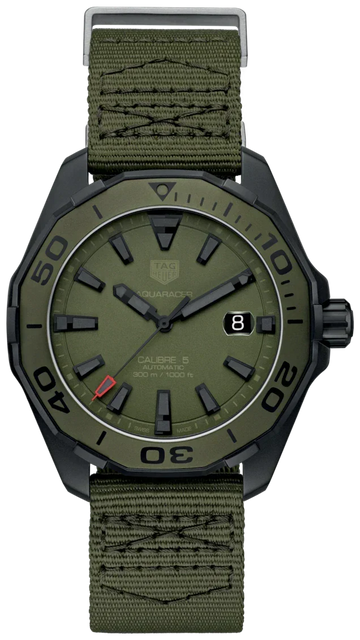  Shop Authentic Tag Heuer Aquaracer Automatic Green Dial Khakhi Green Nylon Strap Watch for Men - WAY208E.FC8222 - Luxxuri