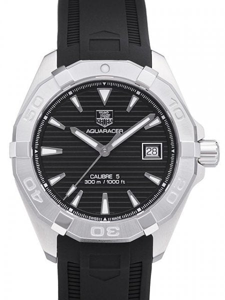 Shop Authentic Tag Heuer Aquaracer Automatic Caliber 5 Black Dial Black Rubber Strap Watch for Men - WAY2110.FT8021 - Luxxuri