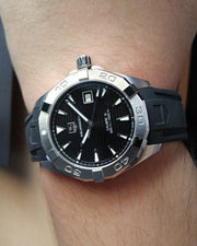  Shop Authentic Tag Heuer Aquaracer Automatic Caliber 5 Black Dial Black Rubber Strap Watch for Men - WAY2110.FT8021 - Luxxuri