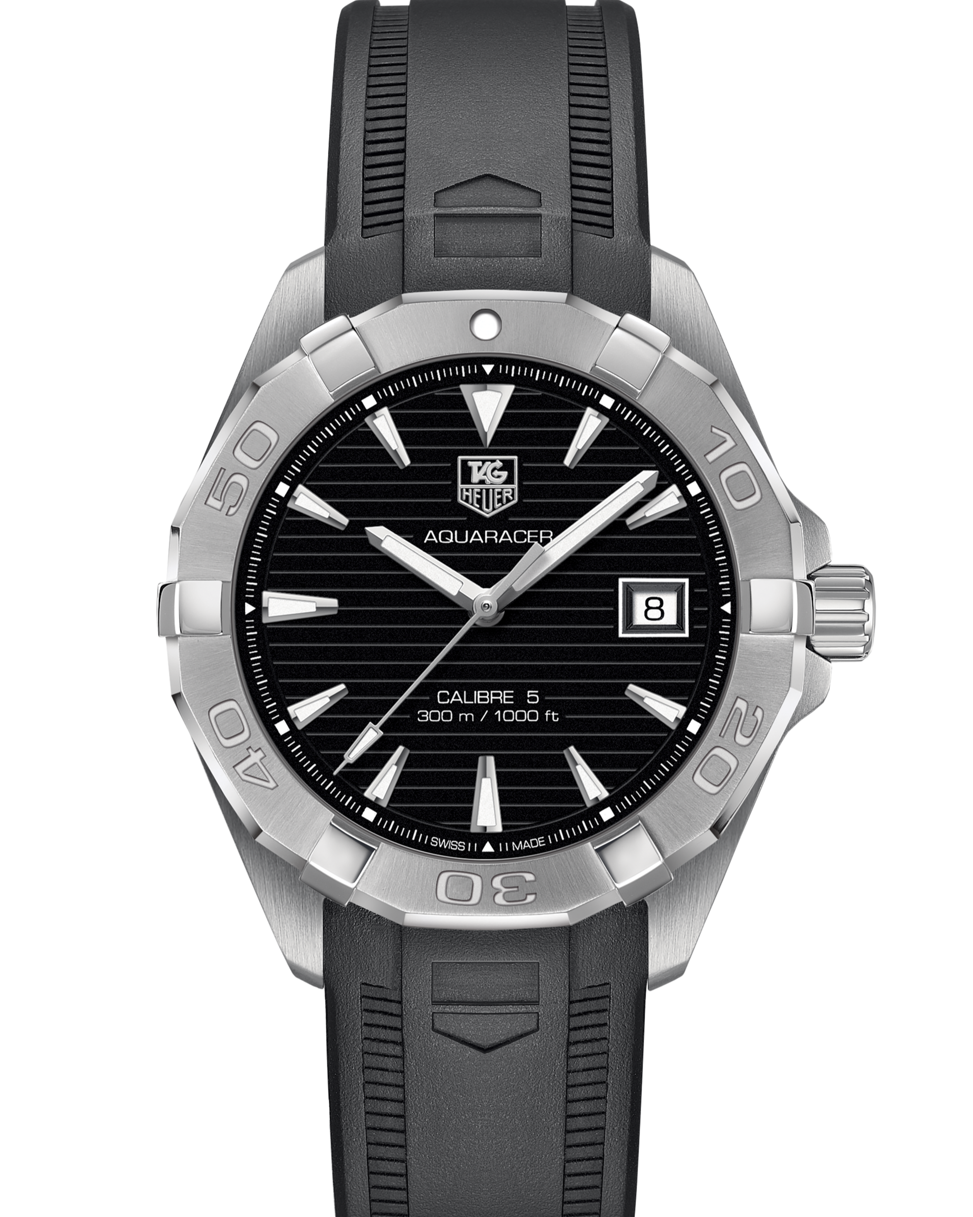  Shop Authentic Tag Heuer Aquaracer Automatic Caliber 5 Black Dial Black Rubber Strap Watch for Men - WAY2110.FT8021 - Luxxuri