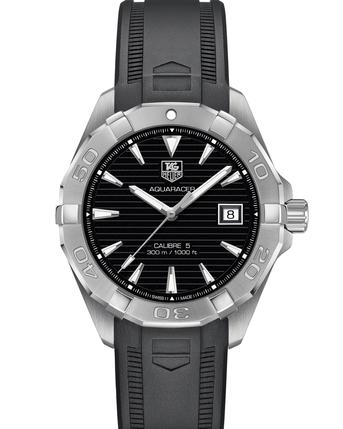  Shop Authentic Tag Heuer Aquaracer Automatic Caliber 5 Black Dial Black Rubber Strap Watch for Men - WAY2110.FT8021 - Luxxuri