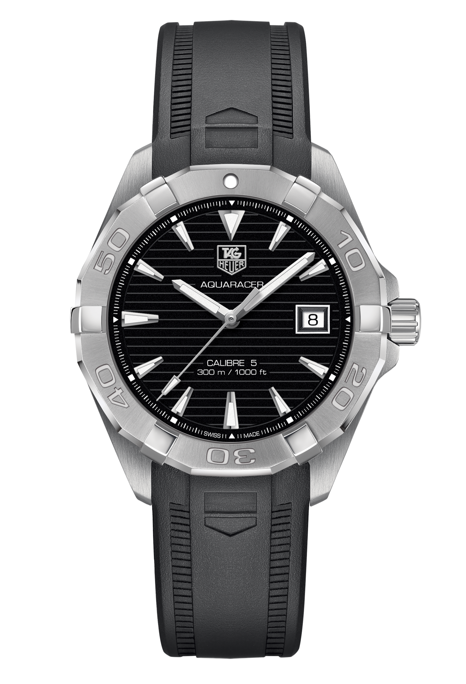  Shop Authentic Tag Heuer Aquaracer Caliber 5 Automatic Black Dial Black Rubber Strap Watch for Men - WAY2113.FT8021 - Luxxuri