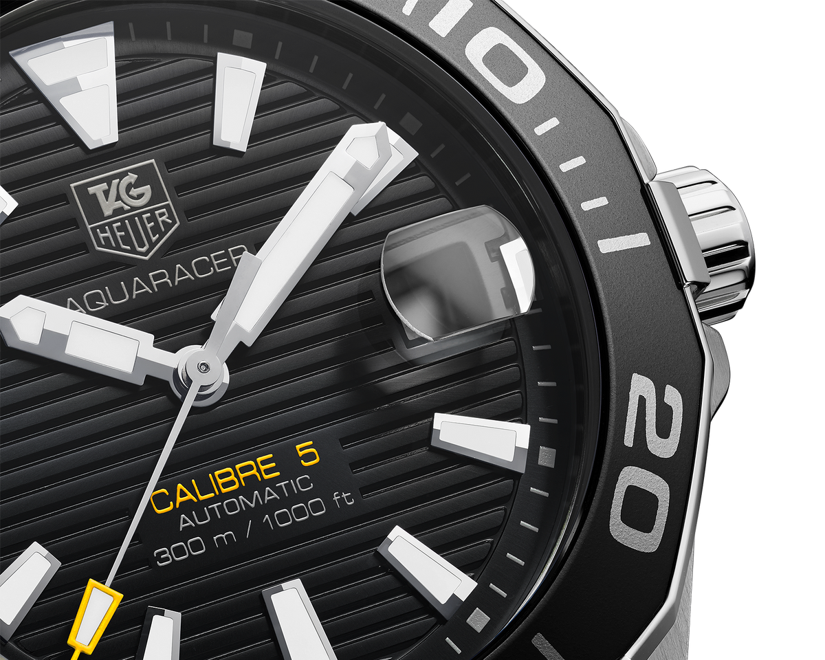  Shop Authentic Tag Heuer Aquaracer Automatic Black Dial Silver Steel Strap Watch for Men - WAY211A.BA0928 - Luxxuri