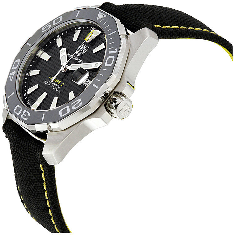  Shop Authentic Tag Heuer Aquaracer Calibre 5 Automatic Black Dial Black Nylon Strap Watch for Men - WAY211A.FC6362 - Luxxuri