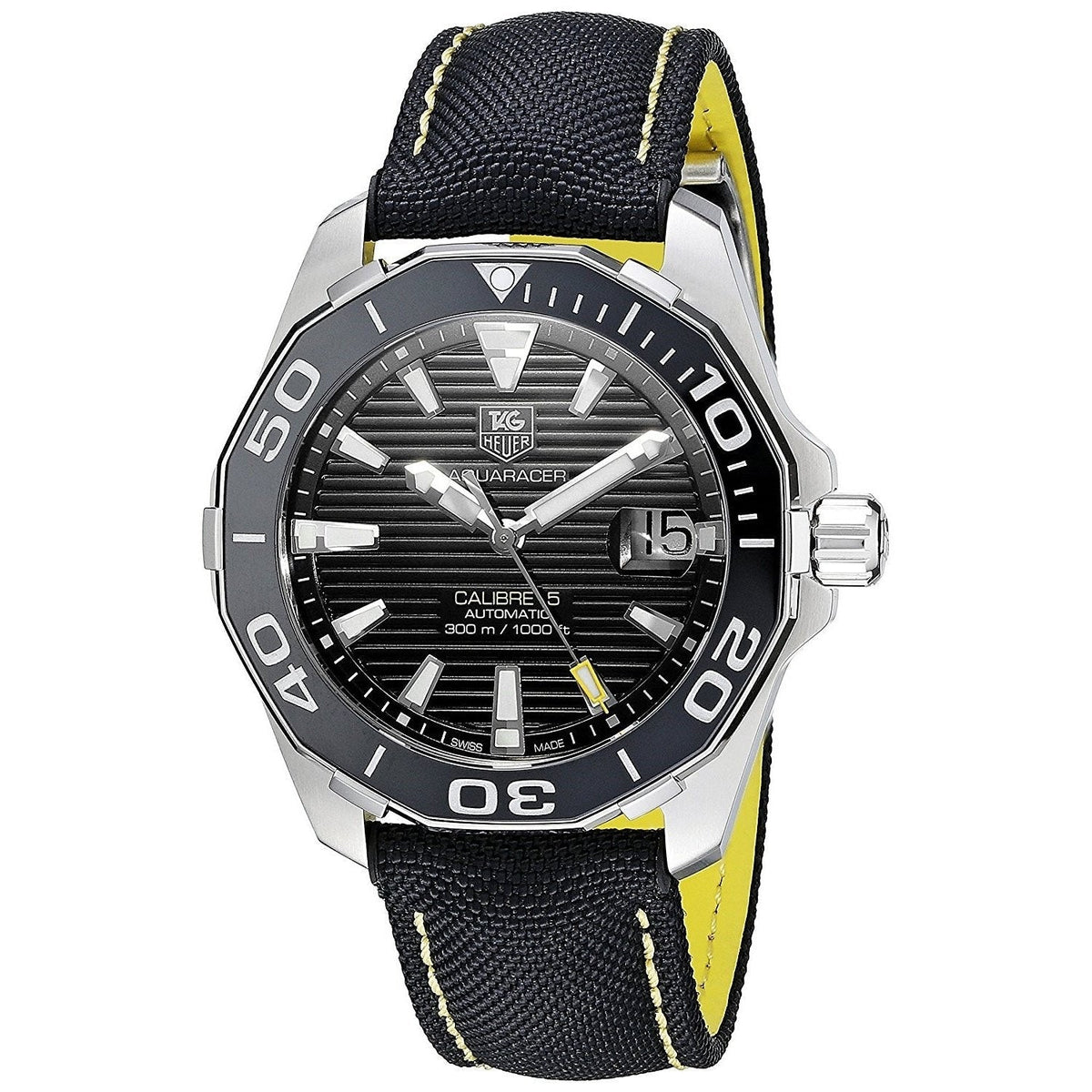  Shop Authentic Tag Heuer Aquaracer Calibre 5 Automatic Black Dial Black Nylon Strap Watch for Men - WAY211A.FC6362 - Luxxuri