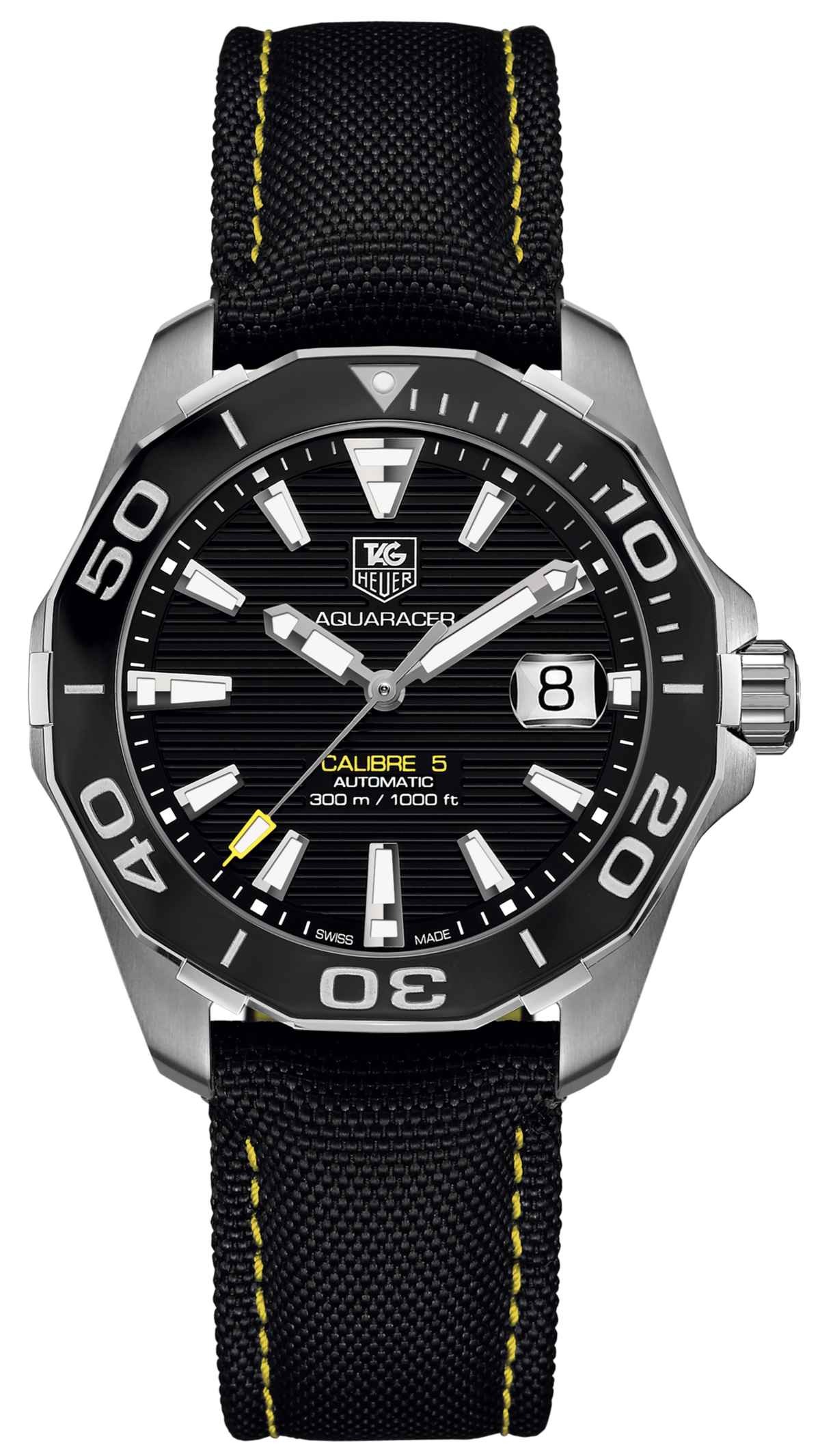  Shop Authentic Tag Heuer Aquaracer Calibre 5 Automatic Black Dial Black Nylon Strap Watch for Men - WAY211A.FC6362 - Luxxuri