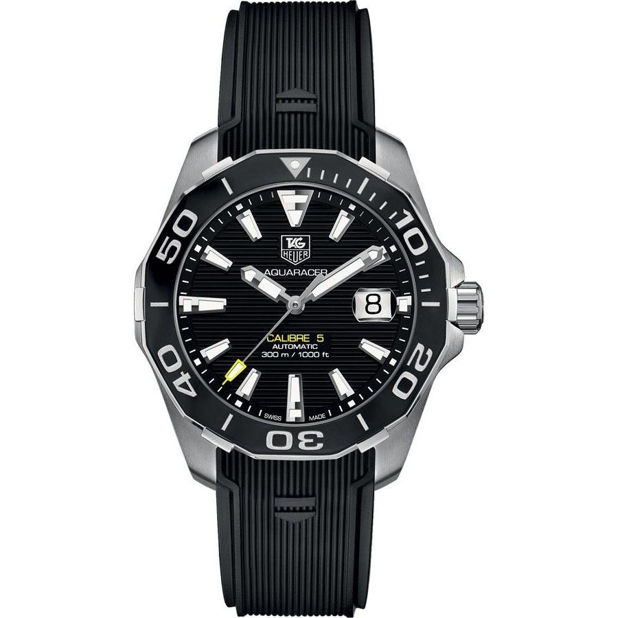  Shop Authentic Tag Heuer Aquaracer Calibre 5 Automatic Black Dial Black Rubber Strap Watch for Men -  WAY211A.FT6151 - Luxxuri