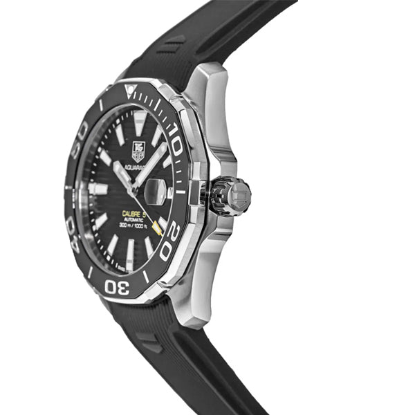  Shop Authentic Tag Heuer Aquaracer Calibre 5 Automatic Black Dial Black Rubber Strap Watch for Men - WAY201A.FT6142 - Luxxuri