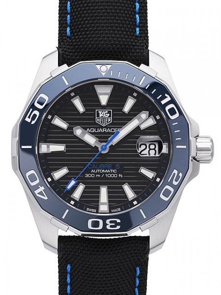  Shop Authentic Tag Heuer Aquaracer Calibre 5 Automatic Black Dial Black Nylon Strap Watch for Men - WAY211B.FC6363 - Luxxuri