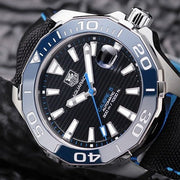  Shop Authentic Tag Heuer Aquaracer Calibre 5 Automatic Black Dial Black Nylon Strap Watch for Men - WAY211B.FC6363 - Luxxuri