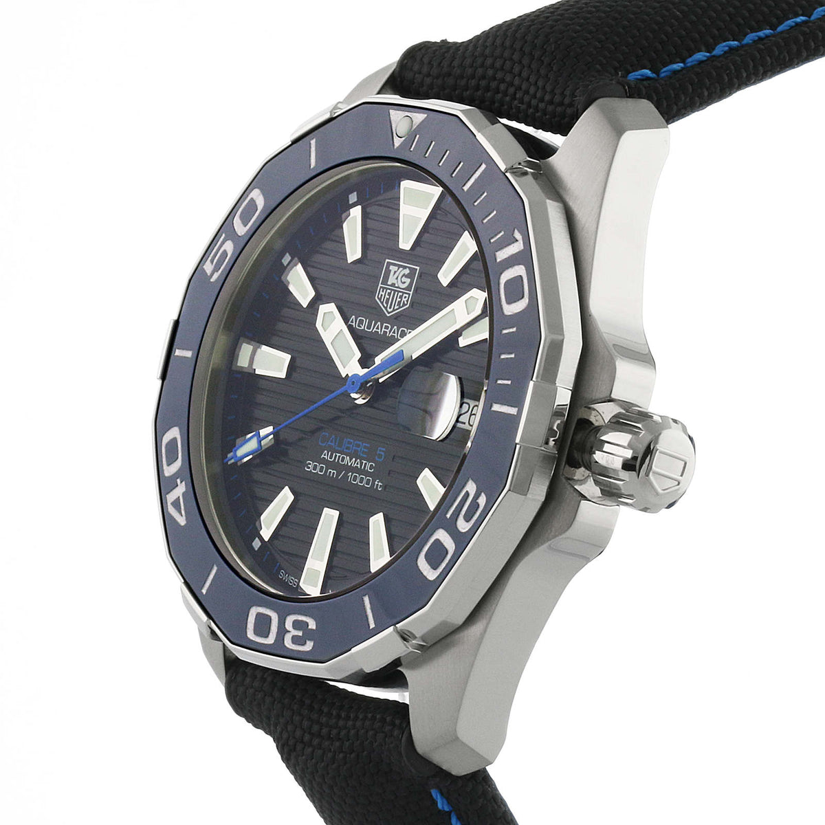  Shop Authentic Tag Heuer Aquaracer Calibre 5 Automatic Black Dial Black Nylon Strap Watch for Men - WAY211B.FC6363 - Luxxuri
