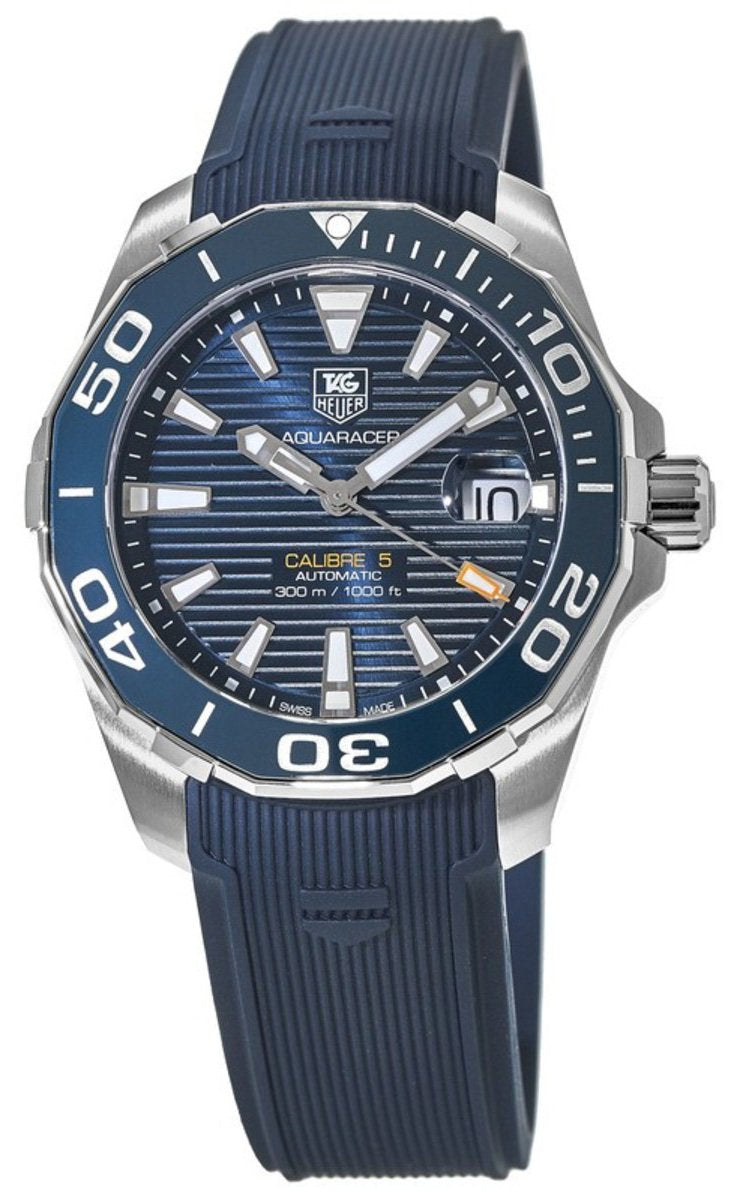  Shop Authentic Tag Heuer Aquaracer Calibre 5 Blue Dial Blue Silicone Strap Watch for Men -  WAY211C.FT6155 - Luxxuri