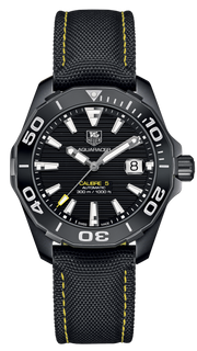  Shop Authentic Tag Heuer Aquaracer Calibre 5 Automatic Black Dial Black Nylon Strap Watch for Men - WAY218A.FC6362 - Luxxuri