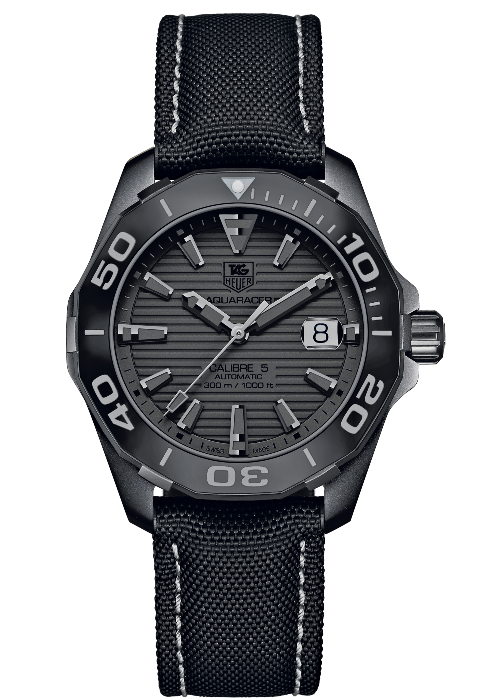  Shop Authentic Tag Heuer Aquaracer 300 Swiss Limited Edition Black Dial Black Nylon Strap Watch for Men - WAY218B.FC6364 - Luxxuri
