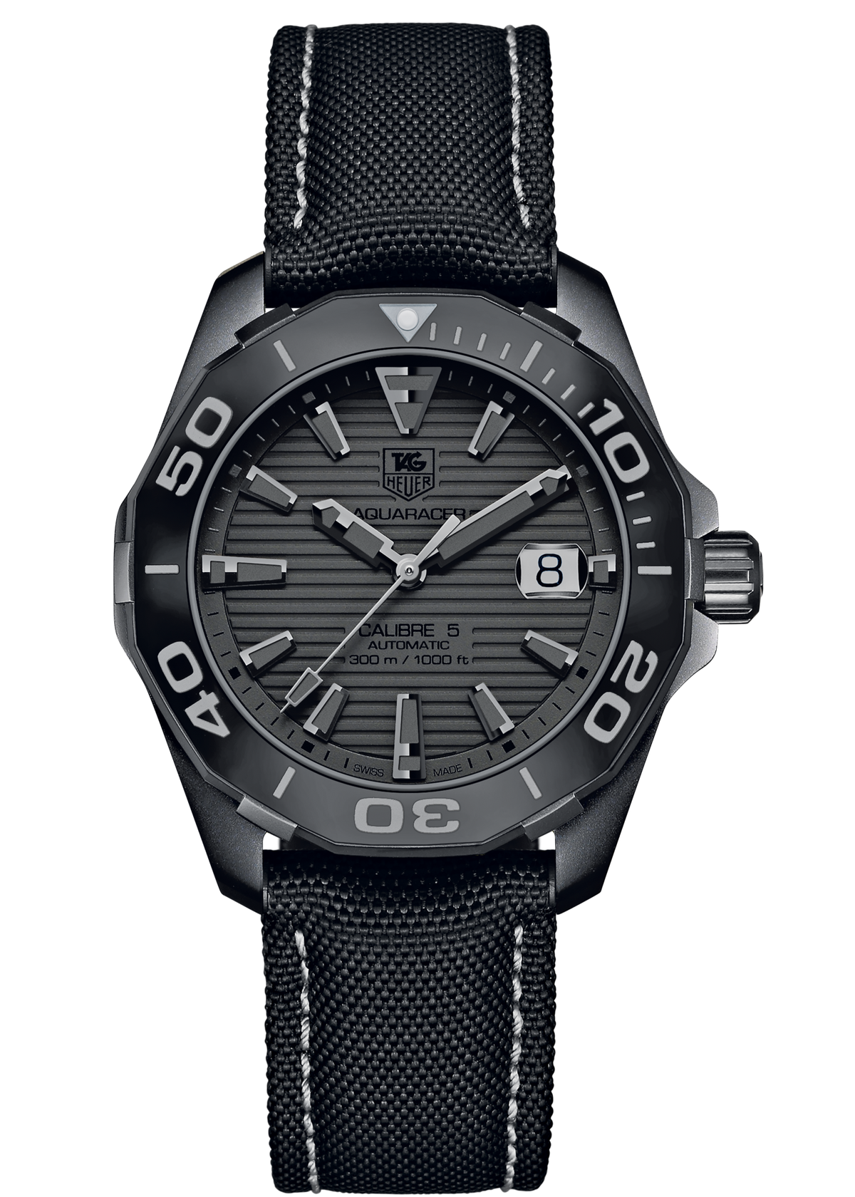  Shop Authentic Tag Heuer Aquaracer 300 Swiss Limited Edition Black Dial Black Nylon Strap Watch for Men - WAY218B.FC6364 - Luxxuri