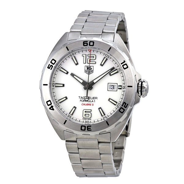  Shop Authentic Tag Heuer Formula 1 Calibre 5 Automatic White Dial Silver Steel Strap Watch for Men - WAZ2114.BA0875 - Luxxuri