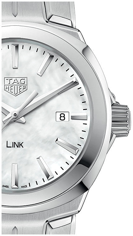  Shop Authentic Tag Heuer Link Quartz Mother of Pearl Dial Silver Steel Strap Watch for Women - WBC1310.BA0600 - Luxxuri