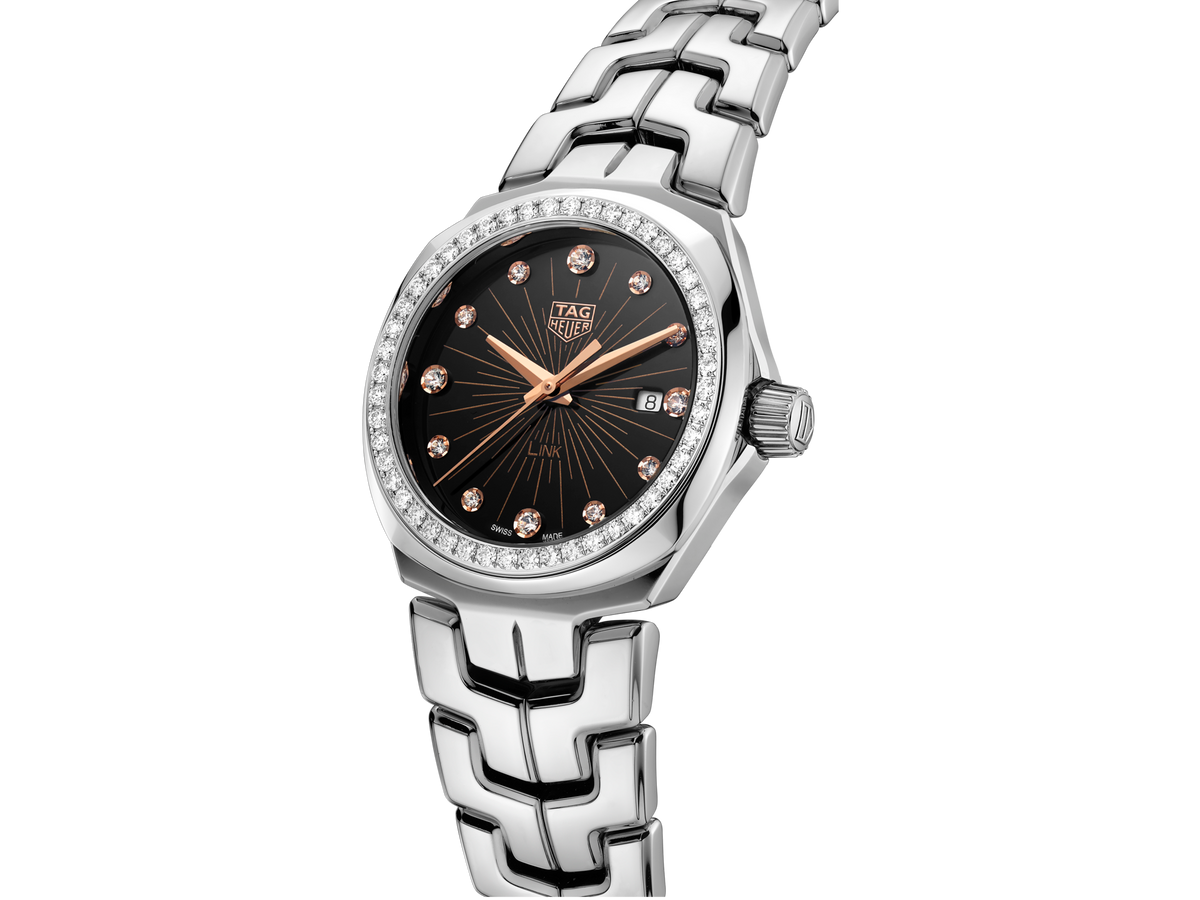  Shop Authentic Tag Heuer Link Quartz Diamonds Black Dial Silver Steel Strap Watch for Men - WBC131G.BA0649 - Luxxuri
