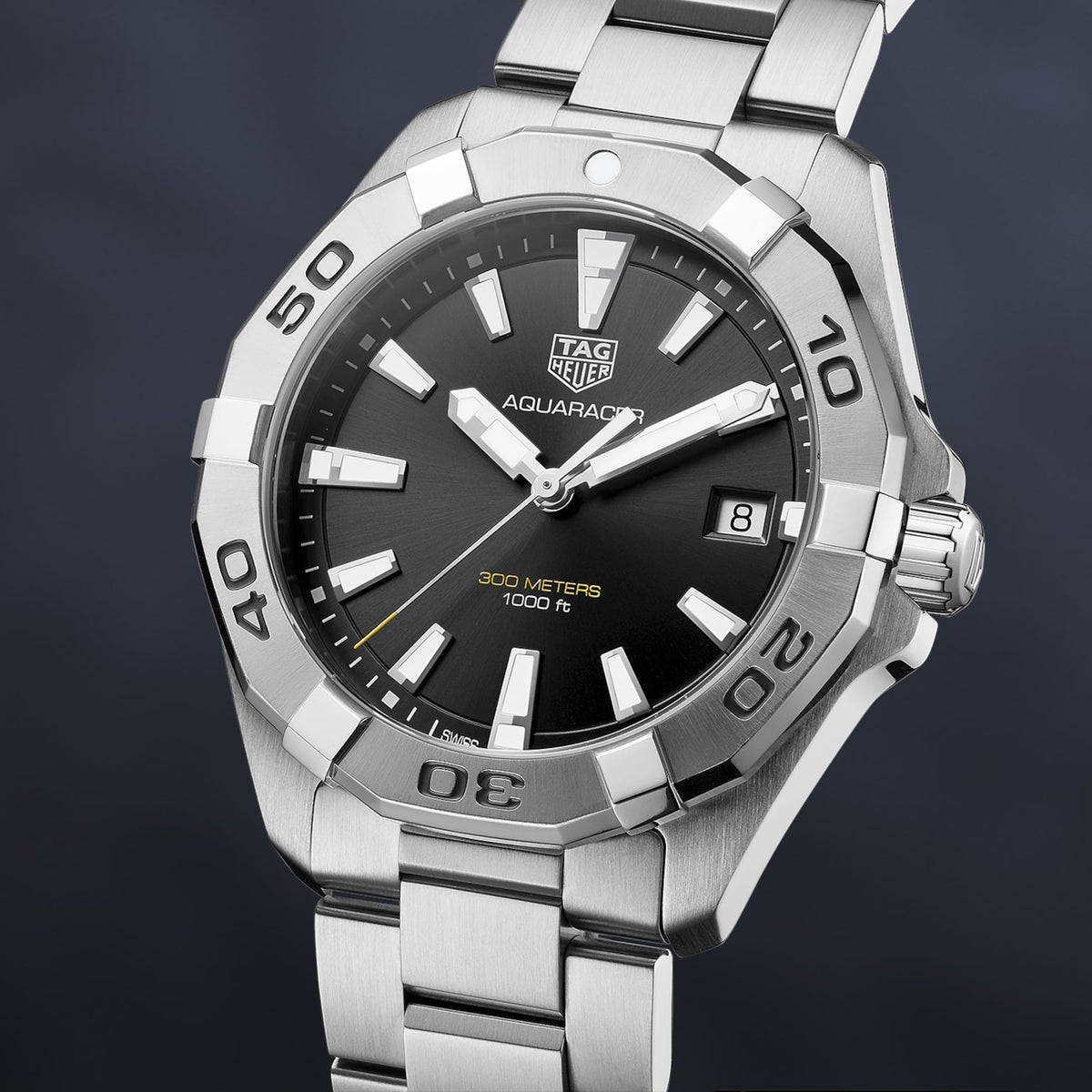  Shop Authentic Tag Heuer Aquaracer Black Dial Silver Steel Strap Watch for Men - WBD1110.BA0928 - Luxxuri