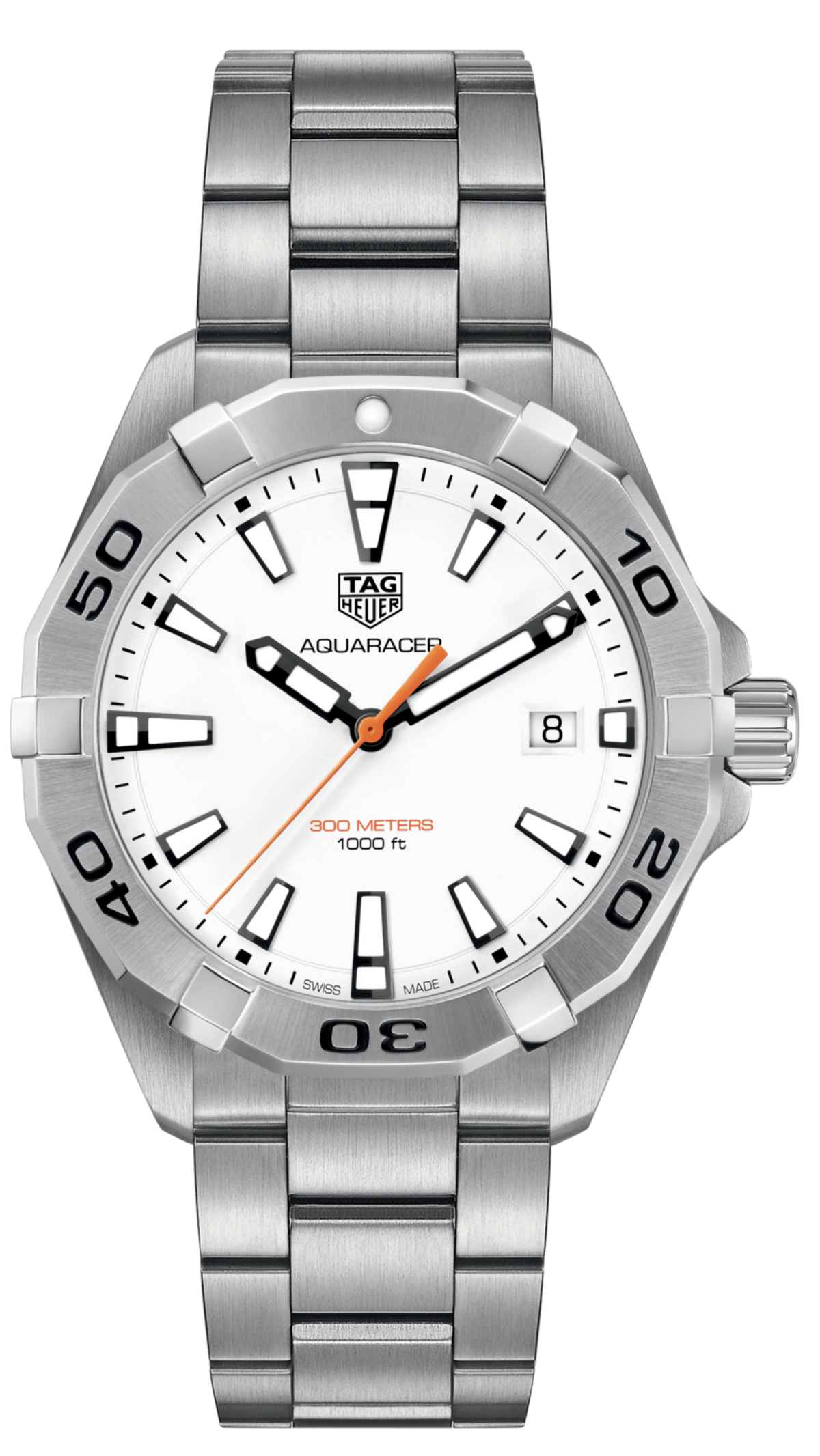  Shop Authentic Tag Heuer Aquaracer Quartz White Dial Silver Steel Strap Watch for Men - WBD1111.BA0928 - Luxxuri