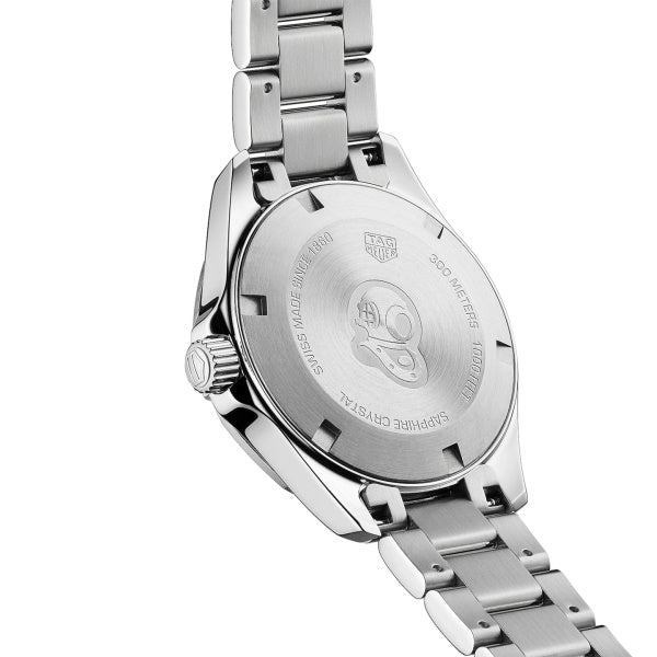  Shop Authentic Tag Heuer Aquaracer Diamonds White Mother of Pearl Dial Silver Steel Strap Watch for Women - WBD1314.BA0740 - Luxxuri