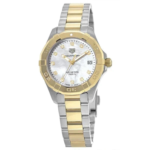  Shop Authentic Tag Heuer Aquaracer White Mother of Pearl Dial Two Tone Steel Strap Watch for Women - WBD1322.BB0320 - Luxxuri