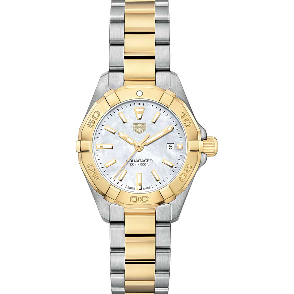  Shop Authentic Tag Heuer Aquaracer Mother of Pearl Dial Two Tone Steel Strap Watch for Men - WBD1420.BB0321 - Luxxuri