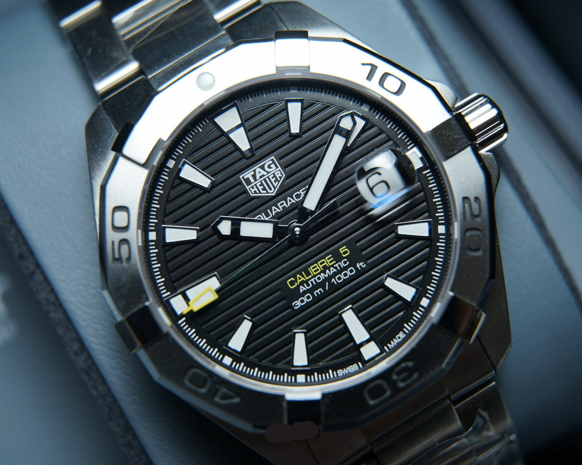  Shop Authentic Tag Heuer Aquaracer Automatic Caliber 5 Black Dial Silver Steel Strap Watch for Men - WBD2110.BA0928 - Luxxuri
