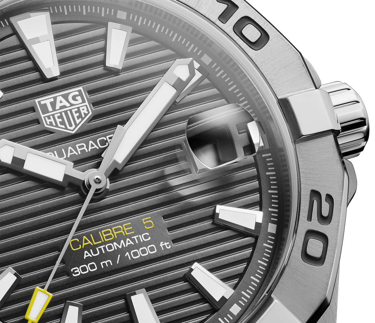  Shop Authentic Tag Heuer Aquaracer Calibre 5 Grey Dial Silver Steel Strap Watch for Men - WBD2113.BA0928 - Luxxuri