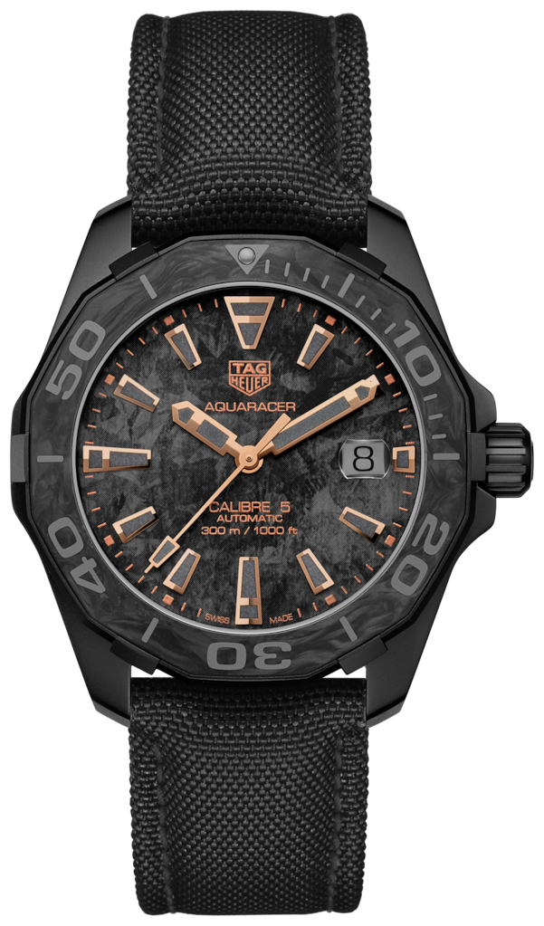  Shop Authentic Tag Heuer Aquaracer Calibre 5 Black NATO Strap Carbon Dial Watch for Men - WBD218A.FC6445 - Luxxuri