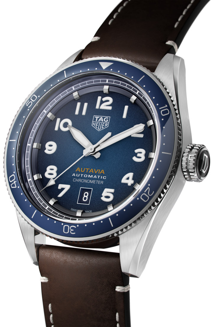  Shop Authentic Tag Heuer Autavia Calibre 5 Automatic Blue Dial Brown Leather Strap Watch for Men - WBE5116.FC8266 - Luxxuri